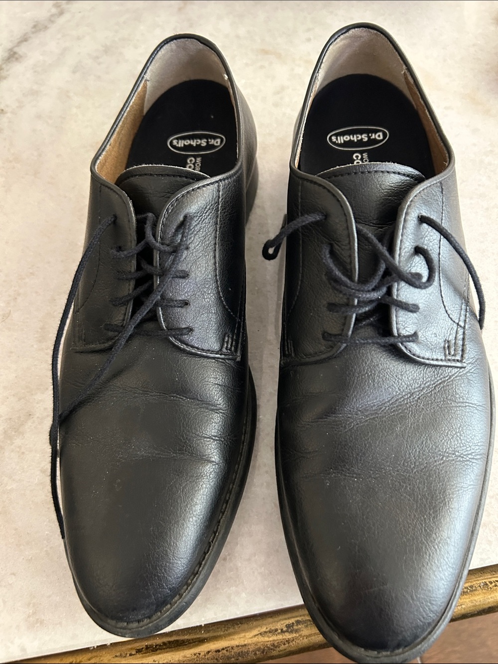 Dr. Scholl's Black Leather Lace-Up Derby Shoes